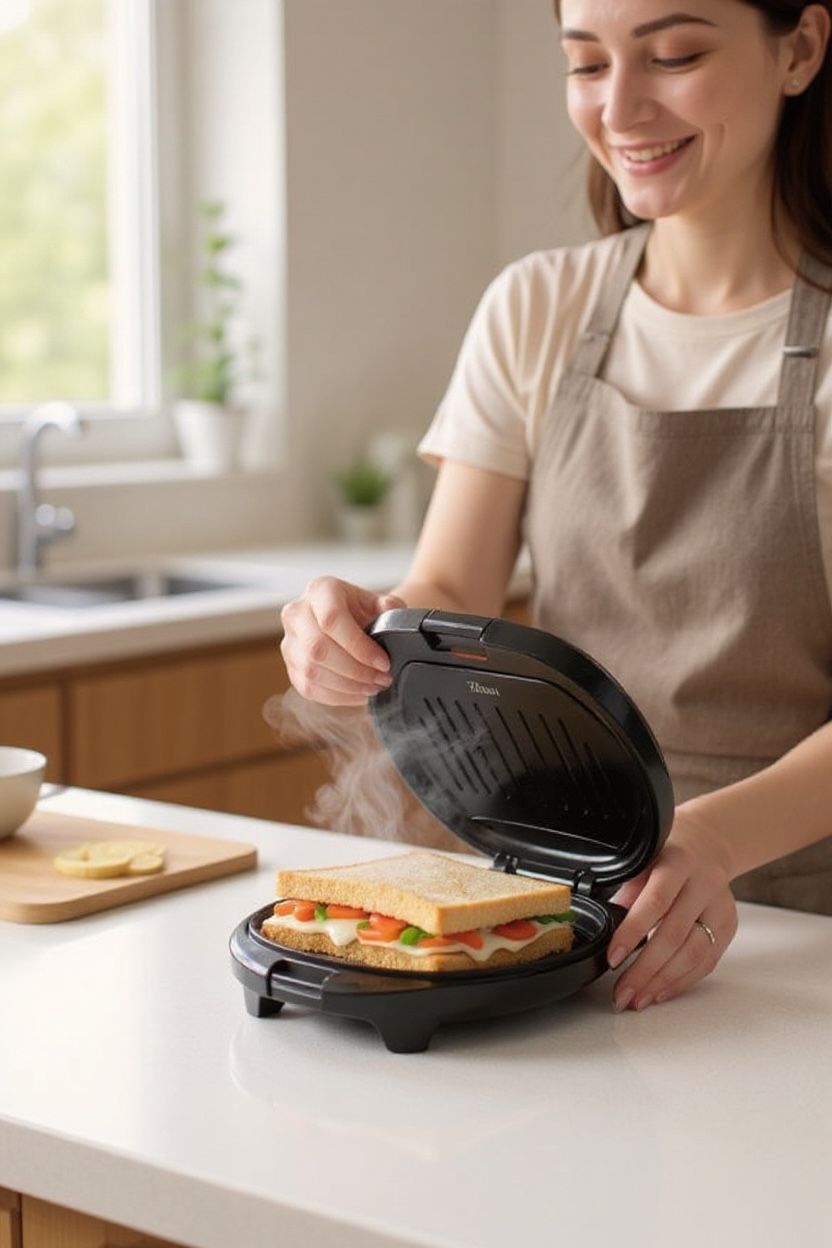 Sandwich-maker / Grill Zilan ZLN-8136 – 750 W, plăci antiaderente, indicatori LED, depozitare verticală Sandwich-maker / Grill Zilan ZLN-8136 – 750 W, plăci antiaderente, indicatori LED, depozitare verticală